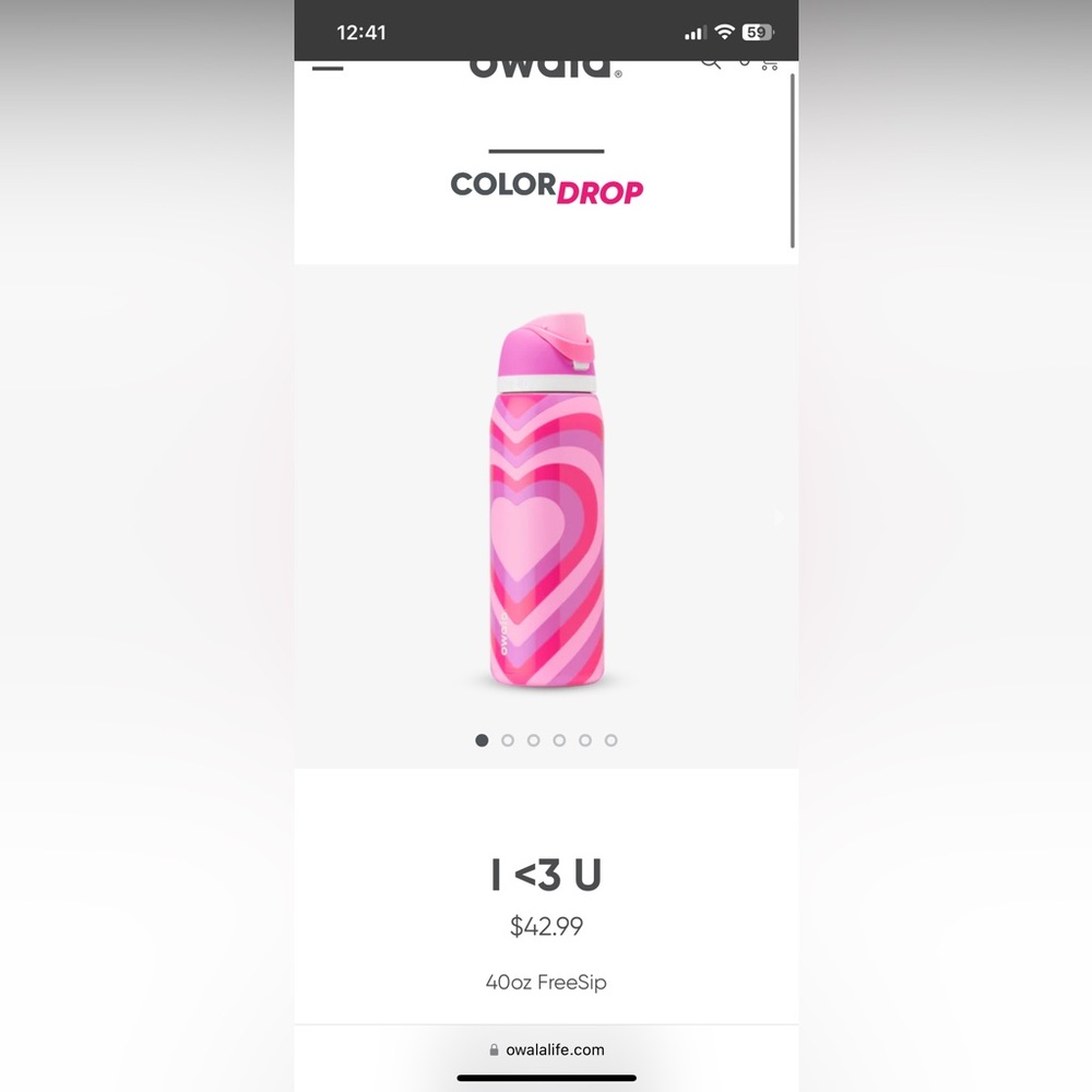 Owala I <3 U 40oz FreeSip color drop
